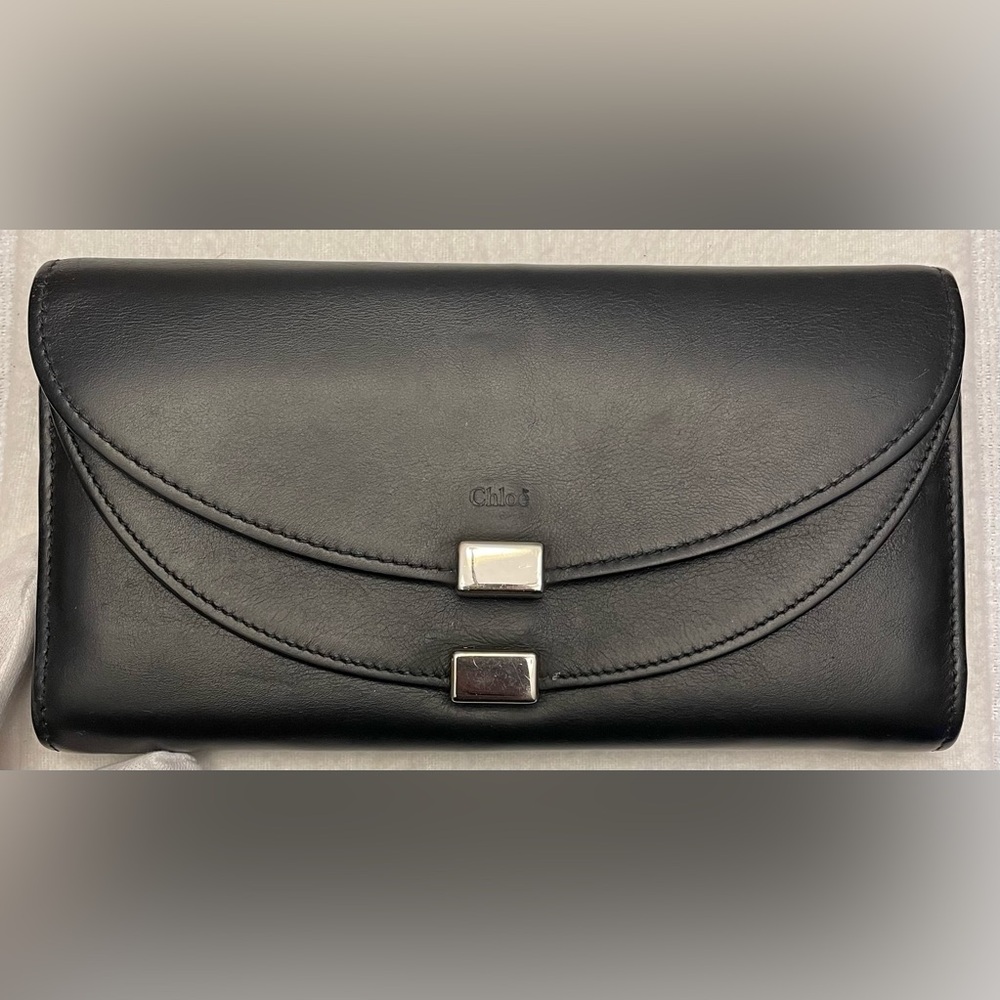 Chloe Authentic Vintage Black Leather Long Wallet